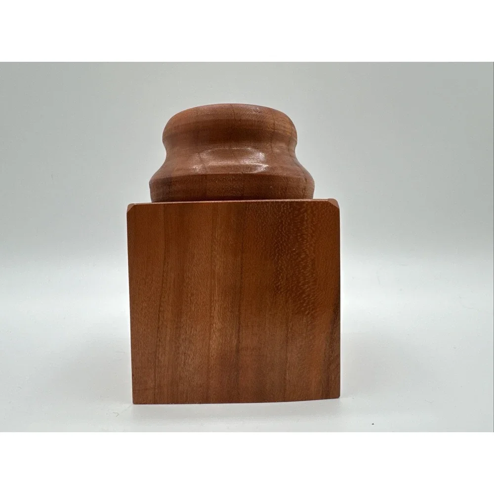 Vintage Turned Teak Wood Tobacco Jar Canister Apothecary Storage Box w/ Lid 4